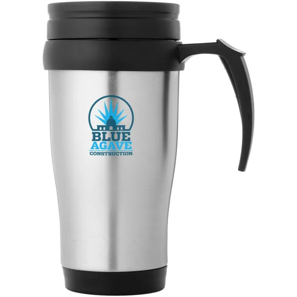 Sanibel 400 ml insulated mug Silver Solid black