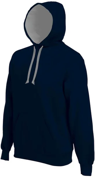  MEN'S CONTRAST HOODED SWEATSHIRT - Kariban Navy Fine Grey