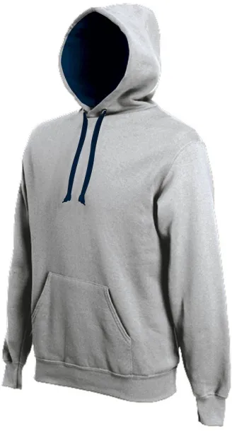  MEN'S CONTRAST HOODED SWEATSHIRT - Kariban Oxford Grey Navy