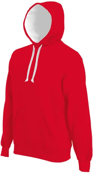  MEN'S CONTRAST HOODED SWEATSHIRT - Kariban Red White