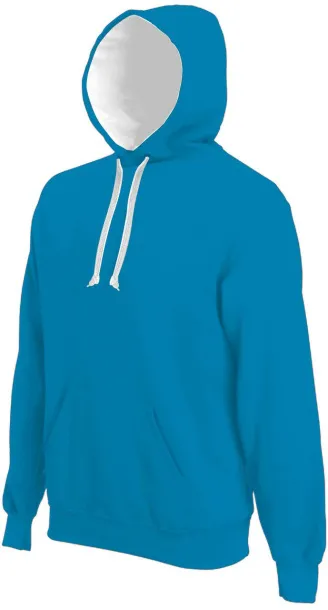  MEN'S CONTRAST HOODED SWEATSHIRT - Kariban Tropical Blue White