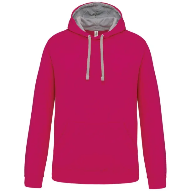  MEN'S CONTRAST HOODED SWEATSHIRT - Kariban Fuchsia Fine Grey