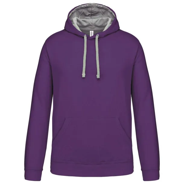  MEN'S CONTRAST HOODED SWEATSHIRT - Kariban Ljubičasta Oxford Grey