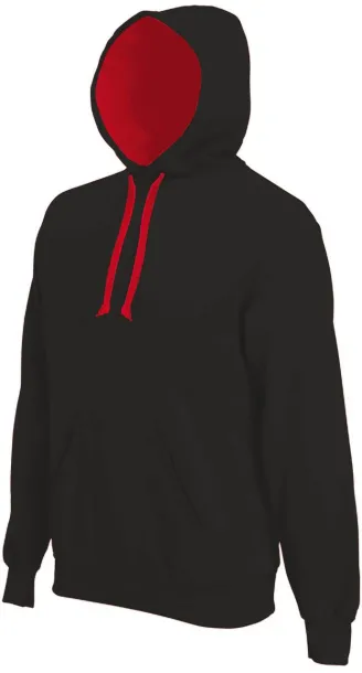  MEN'S CONTRAST HOODED SWEATSHIRT - Kariban Black Red