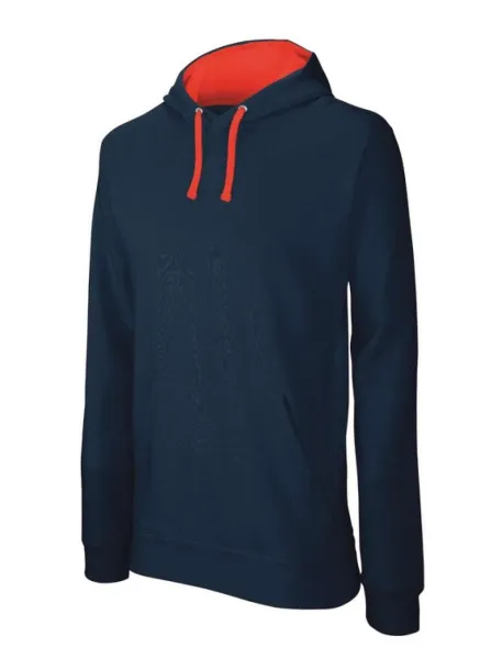  MEN'S CONTRAST HOODED SWEATSHIRT - Kariban Navy Red