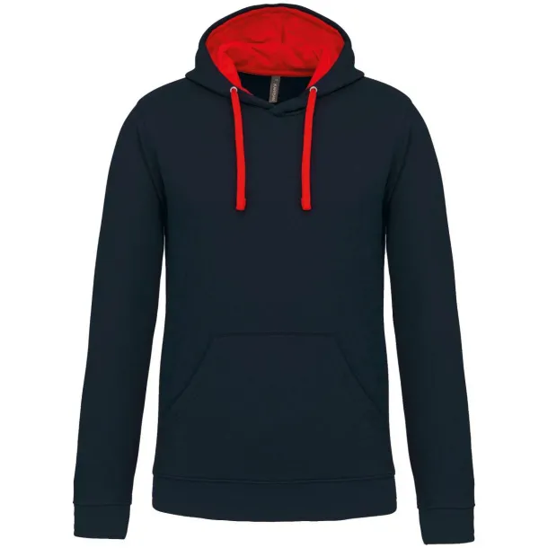  MEN'S CONTRAST HOODED SWEATSHIRT - Kariban Navy Red