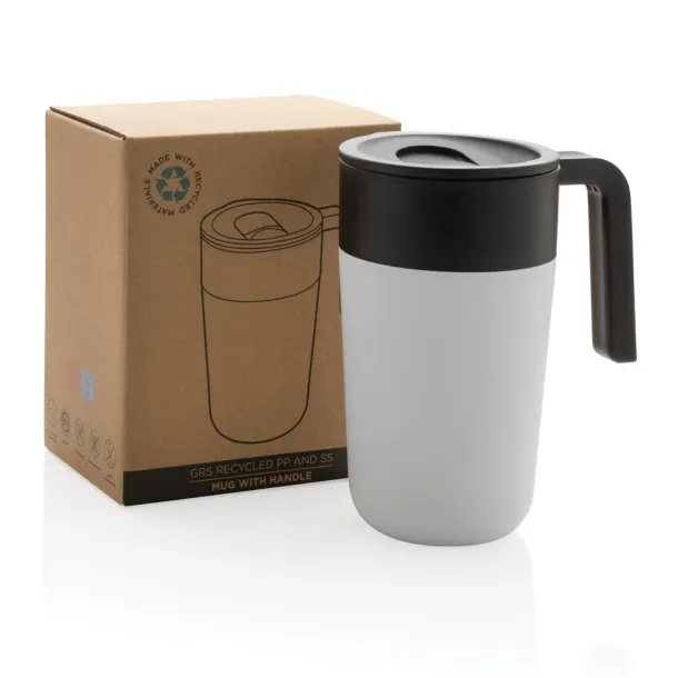  GRS šalica od recikliranog PP-a i SS-a s ručkom, 480 ml - XD Collection Bijela