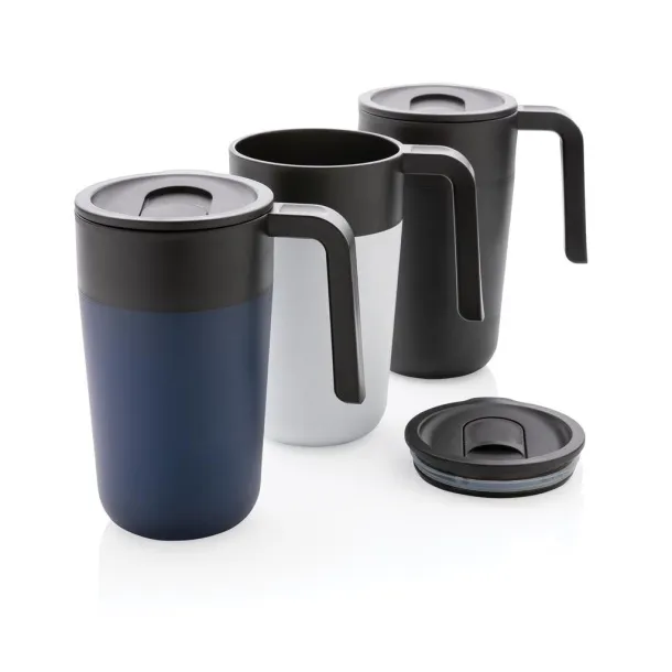  GRS šalica od recikliranog PP-a i SS-a s ručkom, 480 ml - XD Collection Crna
