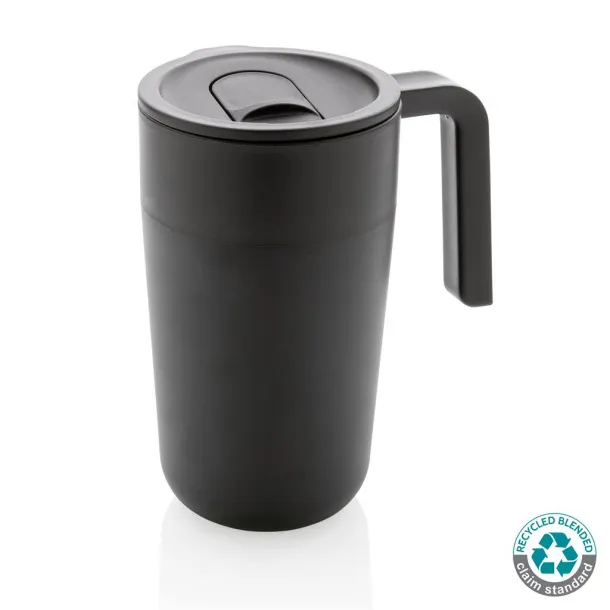  GRS šalica od recikliranog PP-a i SS-a s ručkom, 480 ml - XD Collection Crna