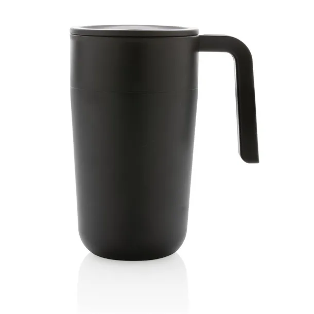  GRS šalica od recikliranog PP-a i SS-a s ručkom, 480 ml - XD Collection Crna