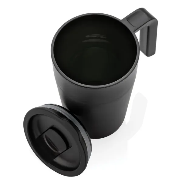  GRS šalica od recikliranog PP-a i SS-a s ručkom, 480 ml - XD Collection Crna