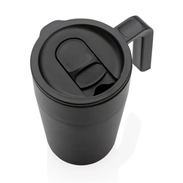  GRS šalica od recikliranog PP-a i SS-a s ručkom, 480 ml - XD Collection Crna