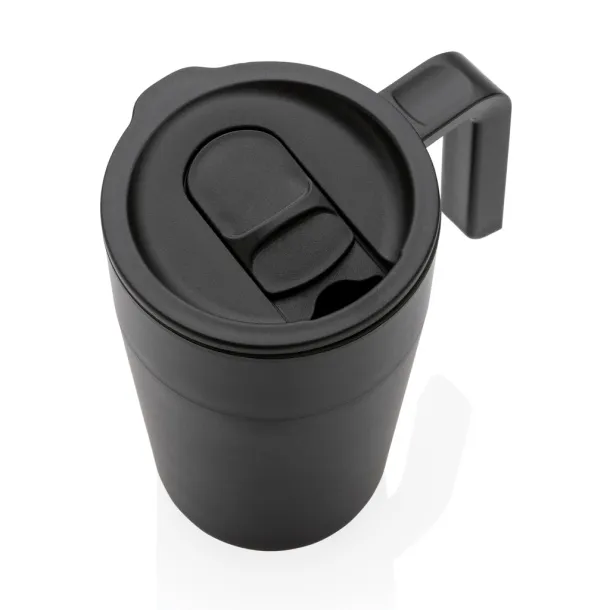  GRS šalica od recikliranog PP-a i SS-a s ručkom, 480 ml - XD Collection Crna