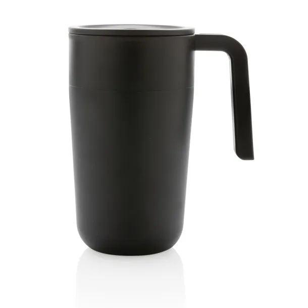  GRS šalica od recikliranog PP-a i SS-a s ručkom, 480 ml - XD Collection Crna