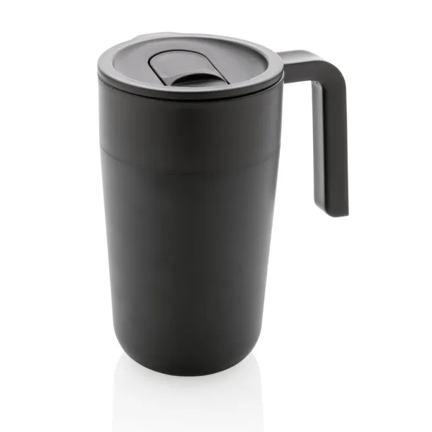  GRS šalica od recikliranog PP-a i SS-a s ručkom, 480 ml - XD Collection Crna