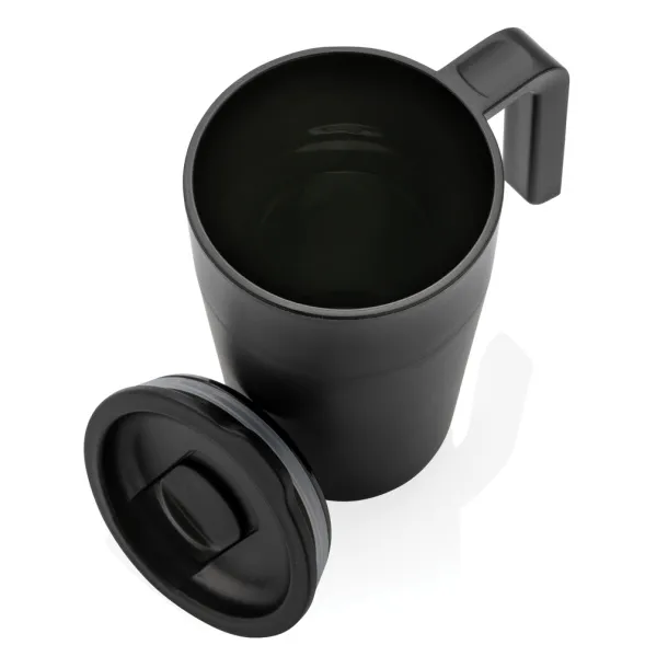  GRS šalica od recikliranog PP-a i SS-a s ručkom, 480 ml - XD Collection Crna