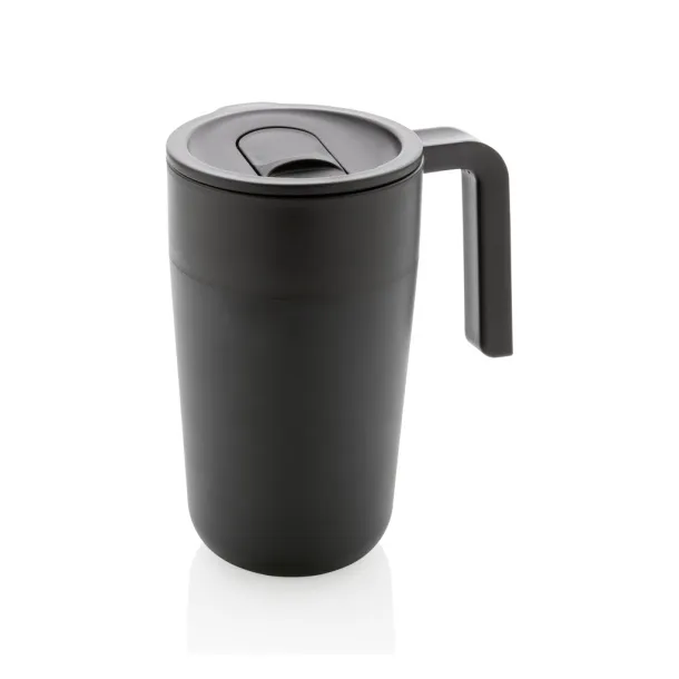  GRS šalica od recikliranog PP-a i SS-a s ručkom, 480 ml - XD Collection Crna