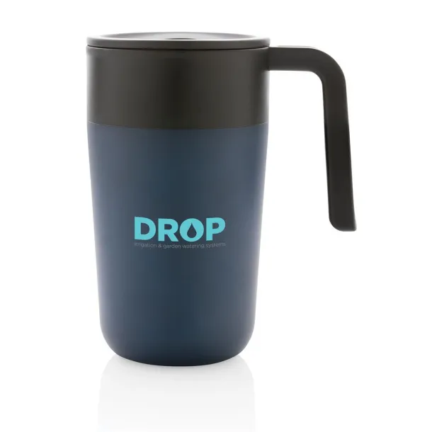  GRS šalica od recikliranog PP-a i SS-a s ručkom, 480 ml - XD Collection navy 