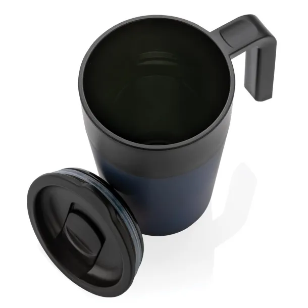  GRS šalica od recikliranog PP-a i SS-a s ručkom, 480 ml - XD Collection navy 