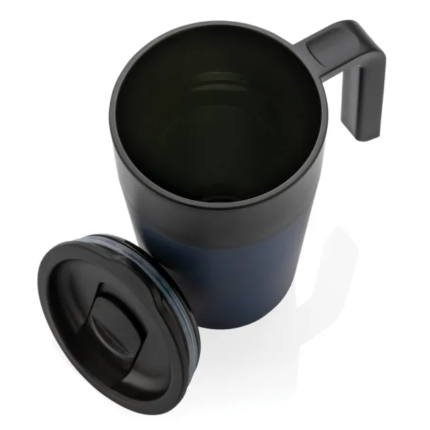  GRS šalica od recikliranog PP-a i SS-a s ručkom, 480 ml - XD Collection navy 