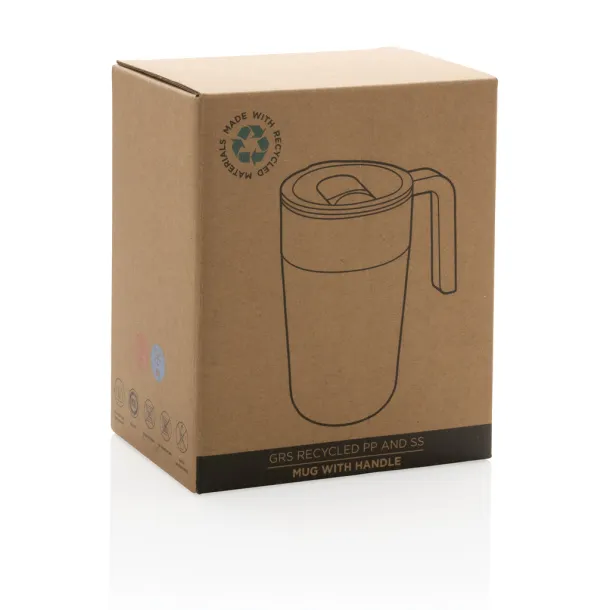  GRS šalica od recikliranog PP-a i SS-a s ručkom, 480 ml - XD Collection navy 
