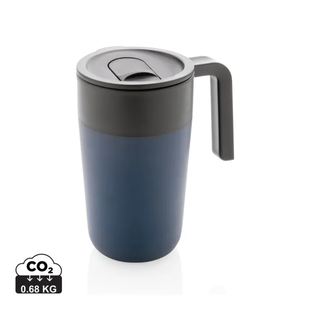  GRS šalica od recikliranog PP-a i SS-a s ručkom, 480 ml - XD Collection navy 