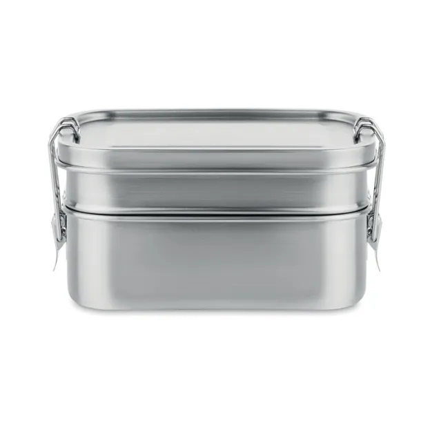 DOUBLE CHAN SS lunch box w/ 2 compartments, 1200 ml Matt Silver