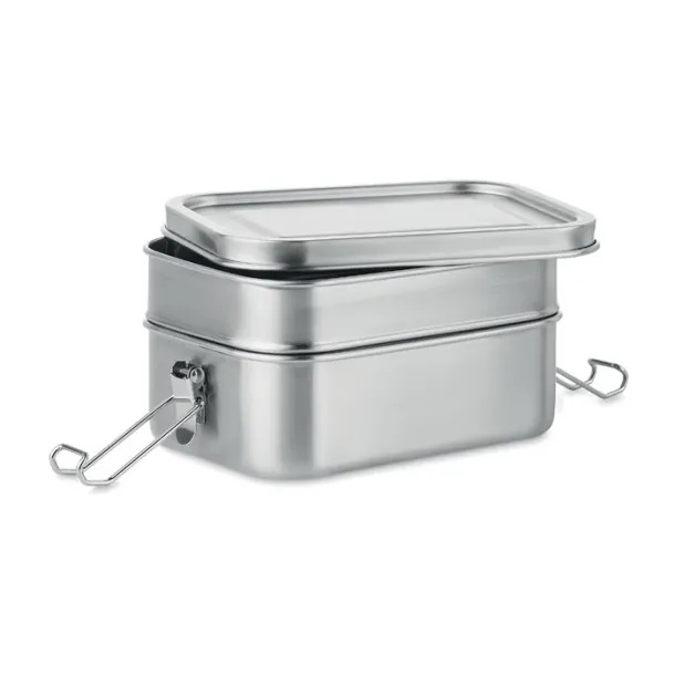DOUBLE CHAN SS lunch box w/ 2 compartments, 1200 ml Matt Silver