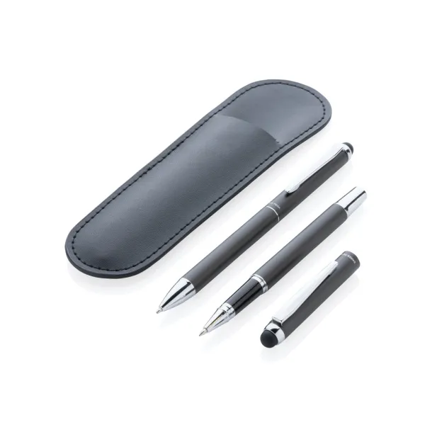  Swiss Peak deluxe set kemijskih olovki u PU futroli - Swiss Peak Crna 