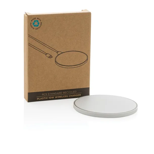  RCS standard recycled plastic 10W wireless charger - XD Collection White 