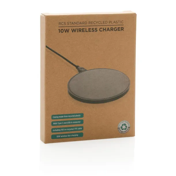  RCS standard recycled plastic 10W wireless charger - XD Collection Black 