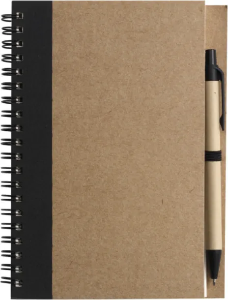 Stella Wire bound notebook with ballpen.  Crna