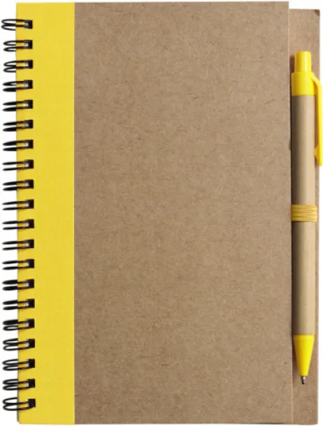 Stella Wire bound notebook with ballpen.  yellow