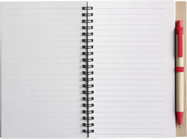 Stella Wire bound notebook with ballpen.  Crvena