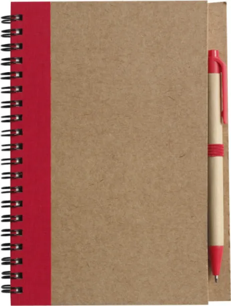 Stella Wire bound notebook with ballpen.  red