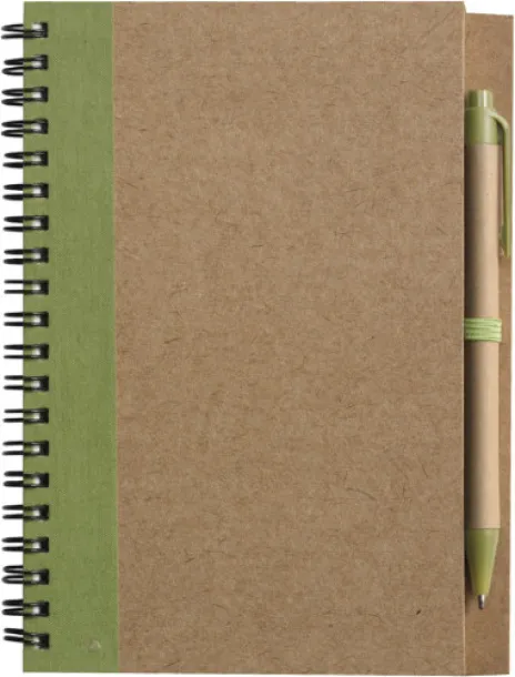 Stella Wire bound notebook with ballpen.  light green