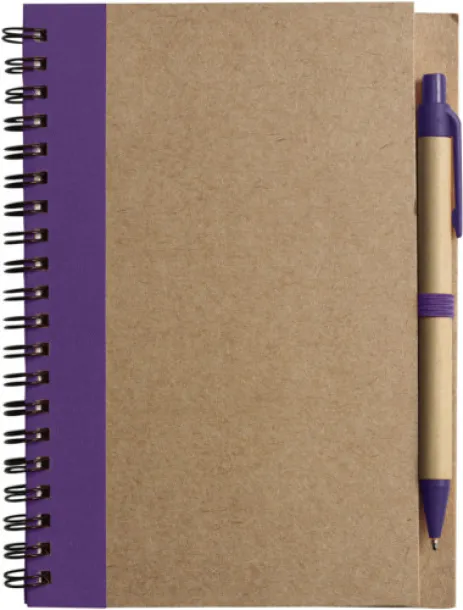 Stella Wire bound notebook with ballpen.  purple