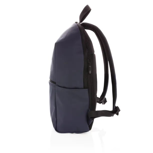  Smooth PU 15.6"laptop backpack - XD Collection Navy blue 