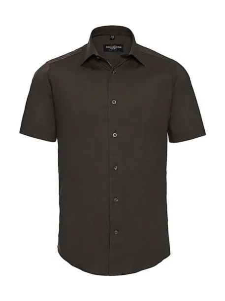  Fitted Stretch Shirt - Russell Collection Chocolate