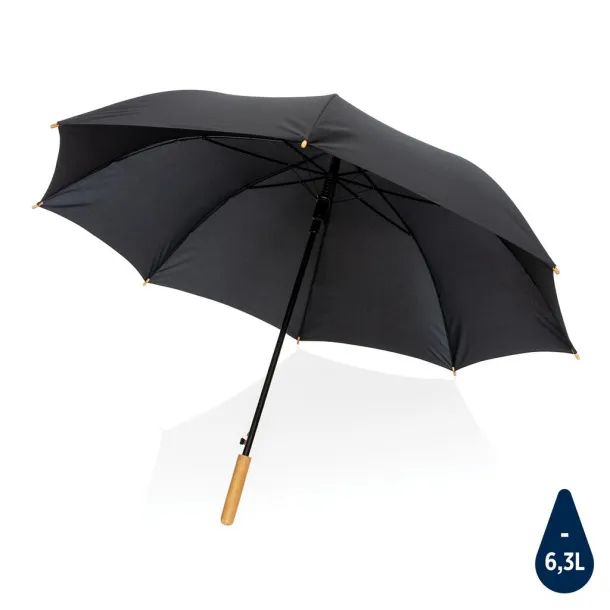  27" Impact AWARE™ RPET 190T auto open bamboo umbrella - XD Collection Black 