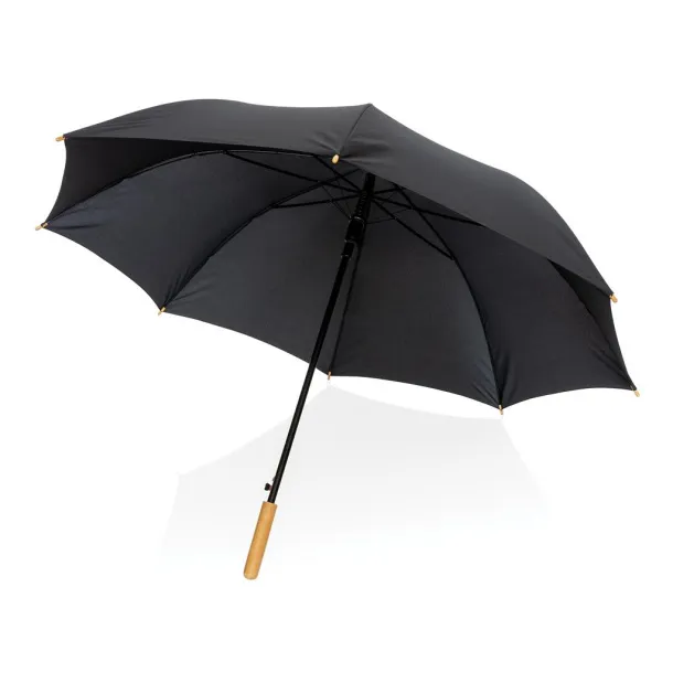  27" Impact AWARE™ RPET 190T auto open bamboo umbrella - XD Collection Black 