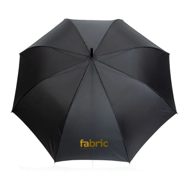  27" Impact AWARE™ RPET 190T auto open bamboo umbrella - XD Collection Black 