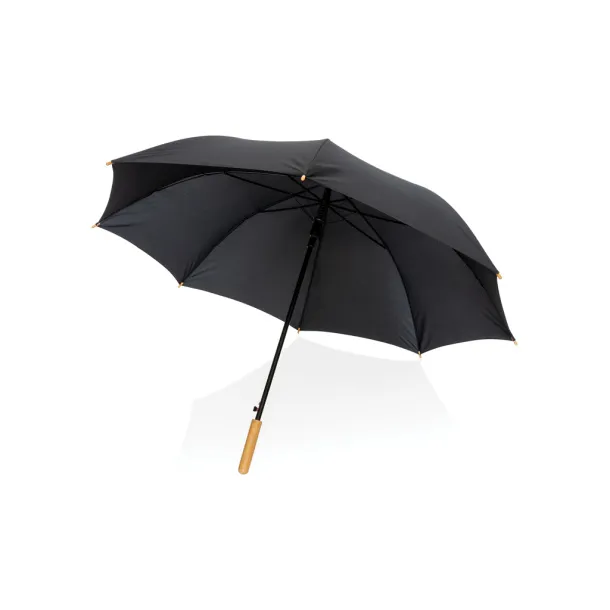  27" Impact AWARE™ RPET 190T auto open bamboo umbrella - XD Collection Black 