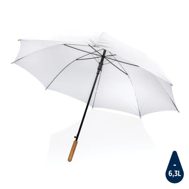  27" Impact AWARE™ RPET 190T auto open bamboo umbrella - XD Collection White 