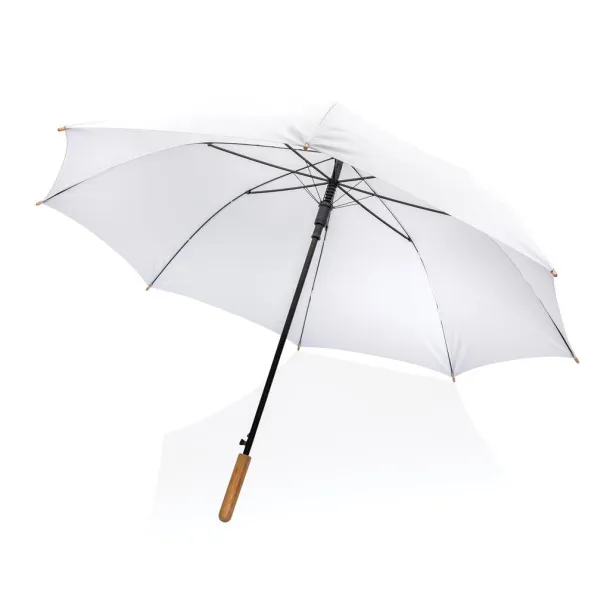  27" Impact AWARE™ RPET 190T auto open bamboo umbrella - XD Collection White 