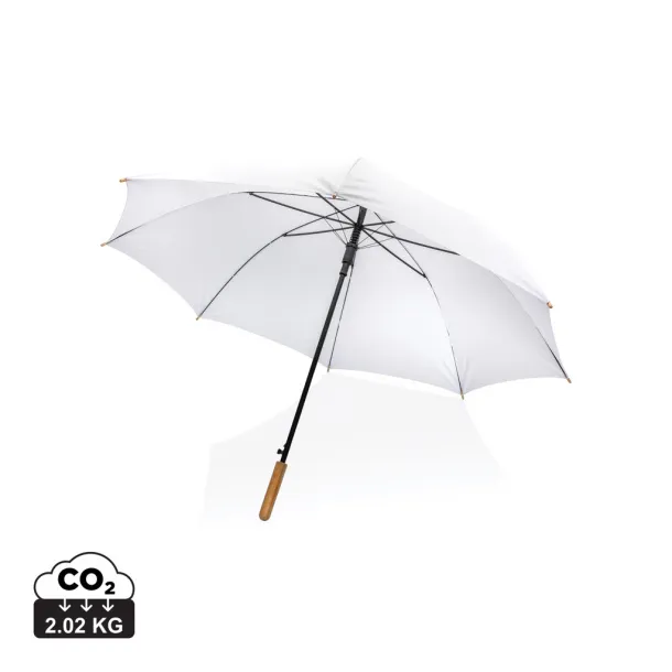  27" Impact AWARE™ RPET 190T auto open bamboo umbrella - XD Collection White 