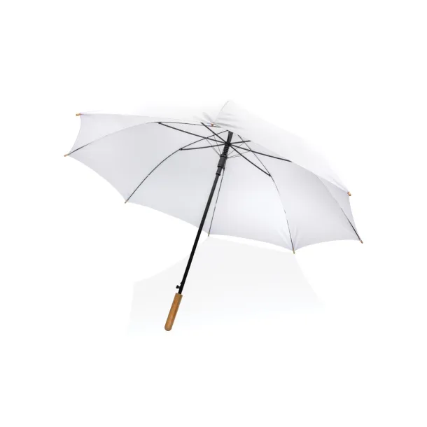  27" Impact AWARE™ RPET 190T auto open bamboo umbrella - XD Collection White 