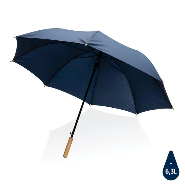  27" Impact AWARE™ RPET 190T auto open bamboo umbrella - XD Collection Navy Blue 