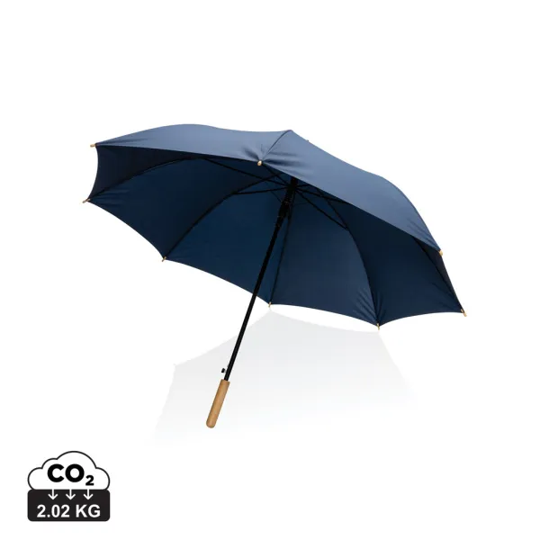  27" Impact AWARE™ RPET 190T auto open bamboo umbrella - XD Collection Navy Blue 