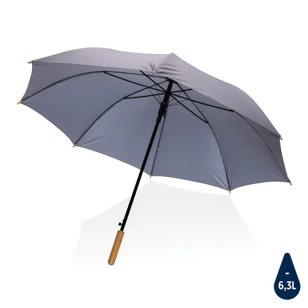  27" Impact AWARE™ RPET 190T auto open bamboo umbrella - XD Collection Anthracite